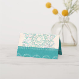 Boho Mandala Elegante Blauwgroen Trouwtafel Plaatskaartje