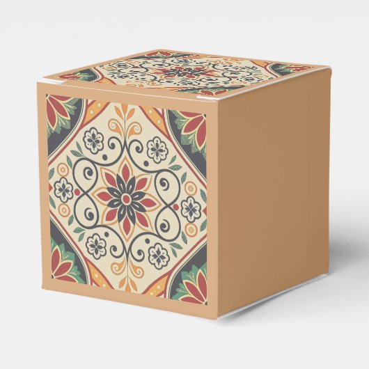 Boho Mandala Favor Box – Aardse Bloemmotief Bedankdoosjes (Voorkant Zijde)