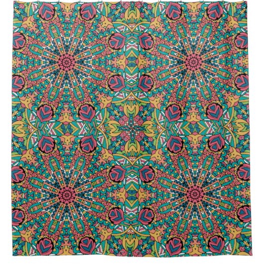 Boho Mandala Festive Shower Curtain Douchegordijn (Voorkant)