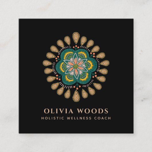 Boho Mandala Floral Art Therapist Vierkante Visitekaartje (Voorkant)