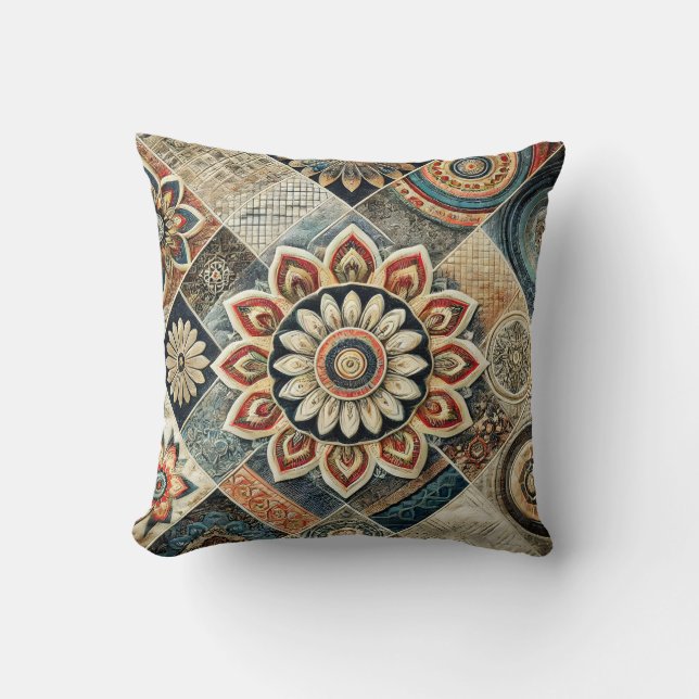 Boho Mandala Floral Modern Art Sierkussen (Voorkant)