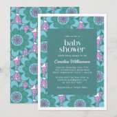 Boho Mandala Flower Colorful Groovy Baby shower Kaart (Voorkant / Achterkant)