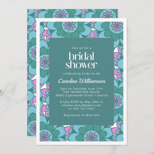 Boho Mandala Flower Colorful Groovy Vrijgezellenfe Kaart (Voorkant / Achterkant)