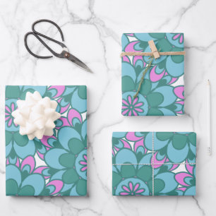 Boho Mandala Flower Colorful Retro Groovy Pattern Inpakpapier Vel