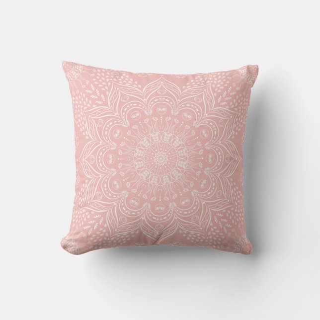 Boho Mandala Girly Blush Pink Kussen (Voorkant)