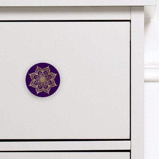 Boho Mandala Gold Paarse Keramische Knop