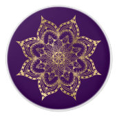 Boho Mandala Gold Paarse Keramische Knop (Voorkant)