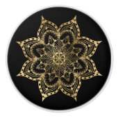 Boho Mandala Goud Zwart Keramische Knop (Voorkant)