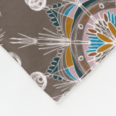 Boho Mandala Hand Drawn Blue Brown kleurful Fleece Deken (Hoek)