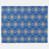 Boho Mandala Handgetekende Blauwe Kleurrijk Fleece Deken (Voorkant (Horizontaal))