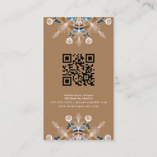 Boho Mandala Henna Artist Yoga Macrame Pattern Visitekaartje (Achterkant)