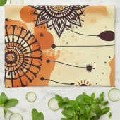 Boho Mandala Herfst Warm Rustiek Bloemen Theedoek (Gevouwen)
