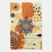 Boho Mandala Herfst Warm Rustiek Bloemen Theedoek (Verticaal)