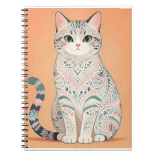 Boho Mandala Kat Pastel Sierlijke Paisley Poes Notitieboek