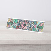 Boho Mandala Kleurrijke Waterverf Bloemen Bureau Naambordje (Voorkant)
