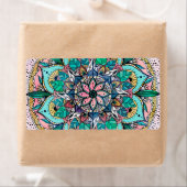 Boho Mandala Kleurrijke Waterverf Bloemen Etiket (Insitu)