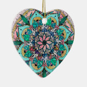 Boho Mandala Kleurrijke Waterverf Bloemen Keramisch Ornament (Rechts)