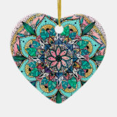 Boho Mandala Kleurrijke Waterverf Bloemen Keramisch Ornament (Voorkant)