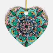Boho Mandala Kleurrijke Waterverf Bloemen Keramisch Ornament (Achterkant)
