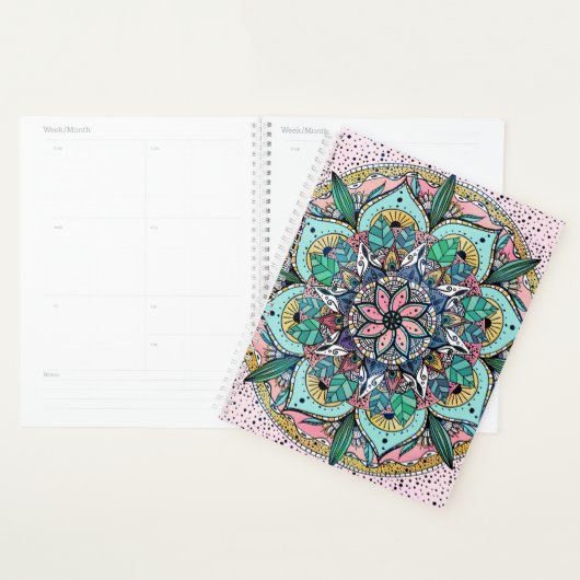 Boho Mandala Kleurrijke Waterverf Bloemen Planner (Display)