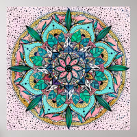 Boho Mandala Kleurrijke Waterverf Bloemen