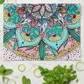 Boho Mandala Kleurrijke Waterverf Bloemen Theedoek (Gevouwen)