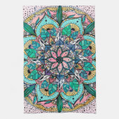 Boho Mandala Kleurrijke Waterverf Bloemen Theedoek (Verticaal)