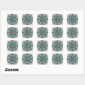 Boho Mandala Kleurrijke Waterverf Bloemen Vierkante Sticker (Vel)