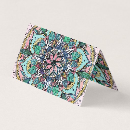 Boho Mandala Kleurrijke Waterverf Bloemen Visitekaartje (Achterkant)