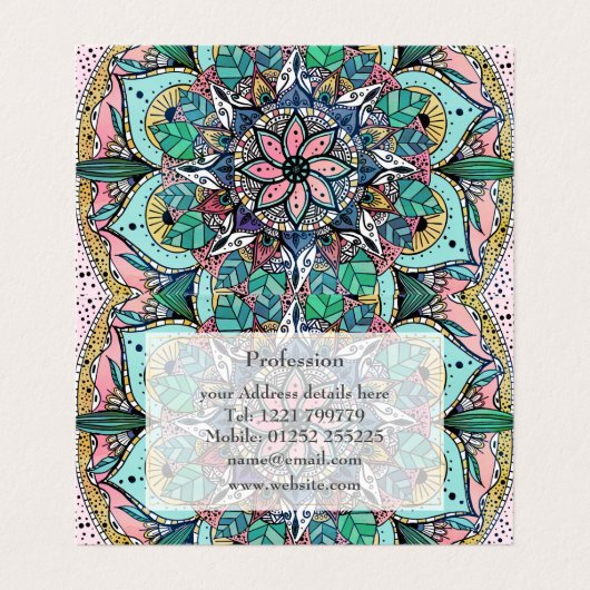Boho Mandala Kleurrijke Waterverf Bloemen Visitekaartje (Binnenkant ongevouwen)