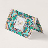 Boho Mandala Kleurrijke Waterverf Bloemen Visitekaartje (Voorkant)