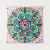 Boho Mandala Kleurrijke Waterverf Bloemen Wandkleed (Voorkant (horizontaal))