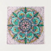 Boho Mandala Kleurrijke Waterverf Bloemen Wandkleed (Voorkant)