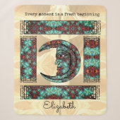 Boho Mandala Maan Turquoise Inspirerende Spreuk Sherpa Deken (Voorkant)