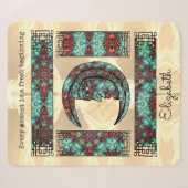 Boho Mandala Maan Turquoise Inspirerende Spreuk Sherpa Deken (Voorkant (horizontaal))