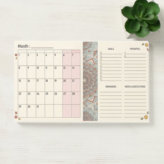 Boho Mandala Maandelijkse Planner Post-it® Notes (Kantoor)