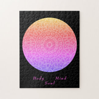 Boho mandala modern roze zwarte meditatiescript legpuzzel