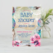 Boho Mandala Moon Baby shower Uitnodiging (Staand voorkant)