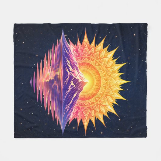 Boho Mandala Mountain Sunset | Cosmic Night Sky Fleece Deken (Voorkant (Horizontaal))