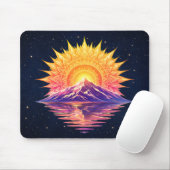 Boho Mandala Mountain Sunset | Cosmic Night Sky Muismat (Met muis)
