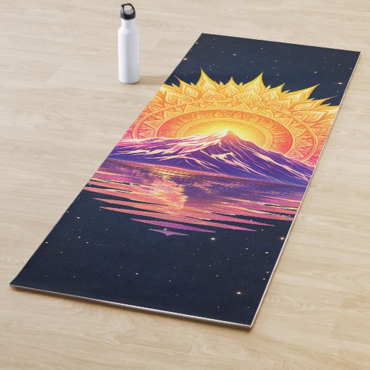 Boho Mandala Mountain Sunset | Cosmic Night Sky Yogamat (In situ)
