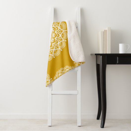 Boho Mandala Mustard Yellow Elegant Pattern Sherpa Deken (In situ)