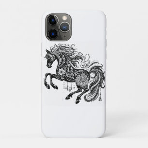 Boho Mandala Paard Zwart & Wit Kunst Phonehoesje Case-Mate iPhone Case