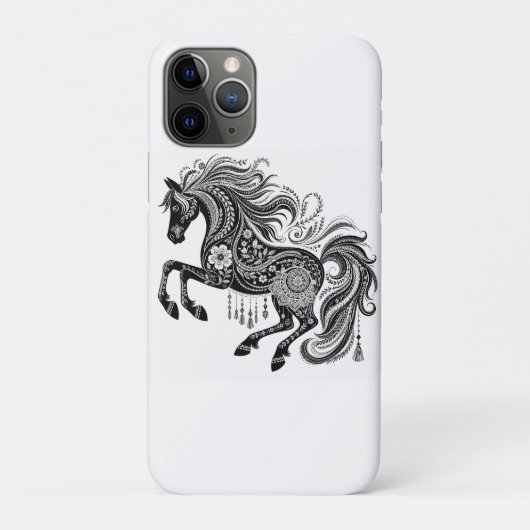 Boho Mandala Paard Zwart & Wit Kunst Phonehoesje Case-Mate iPhone Case (Achterkant)