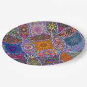 Boho Mandala Patroon Kleurrijke Hippie Retro Papieren Bordje (Gekanteld)