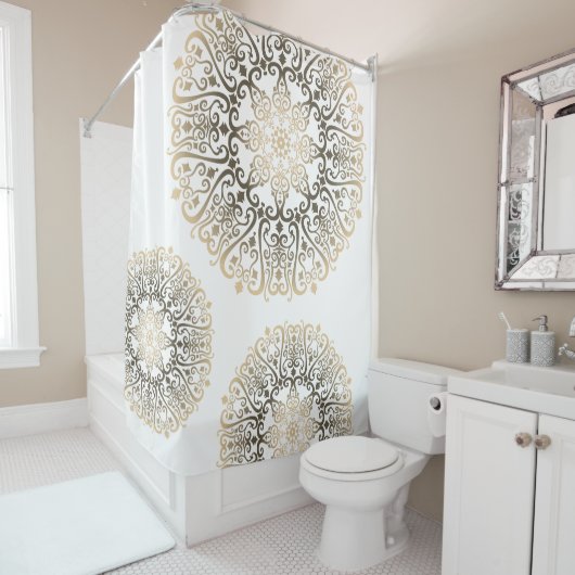 Boho Mandala Pattern Shower Curtain - Sepia 3 Douchegordijn (In situ)