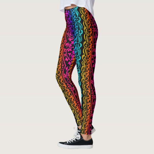 Boho Mandala Rainbow Flower & Leaf Leggings (Links)