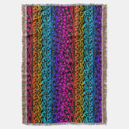 Boho Mandala Rainbow Flower & Leaf Throw Blanket Deken