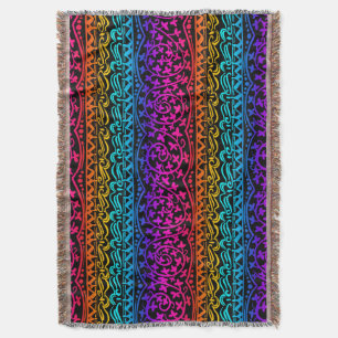 Boho Mandala Rainbow Flower & Leaf Throw Blanket Deken