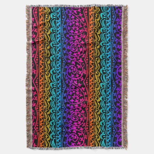 Boho Mandala Rainbow Flower & Leaf Throw Blanket Deken (Voorkant Verticaal)